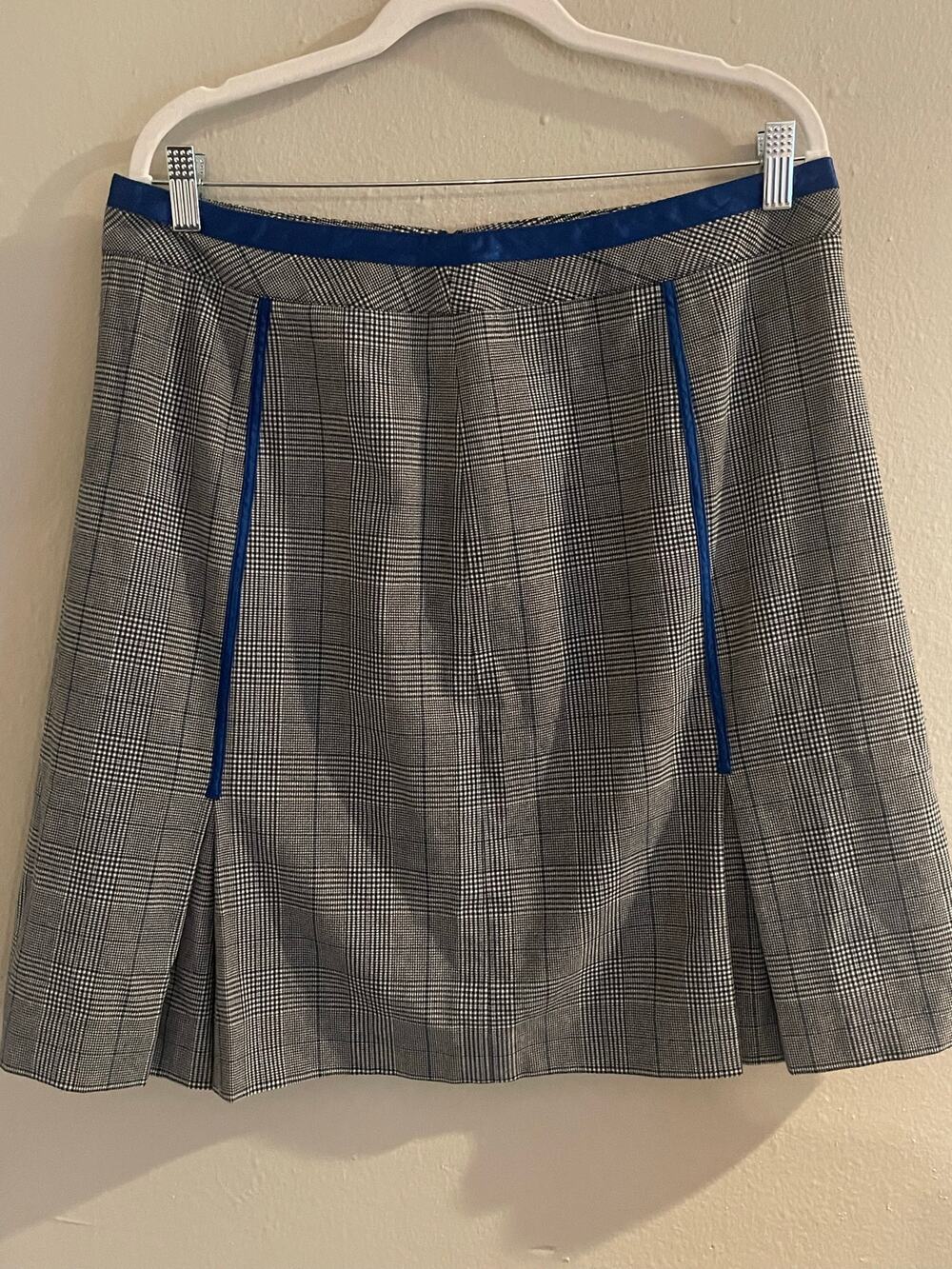 Lane Bryant Plaid A-Line Skirt Blue Trim Size 14